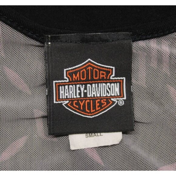 Harley-Davidson Women's Vinyl Wings Embellished Sheer Back Long Sleeve Top Sz S - Picture 8 of 10